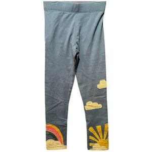 Mini Boden size 7-8 rainbow Sun and cloud appliqué leggings